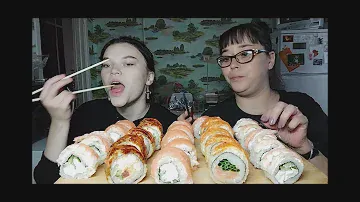 Мукбанг | Суши, роллы | Sushi, rolls. Самый вкусный и большой сет😁