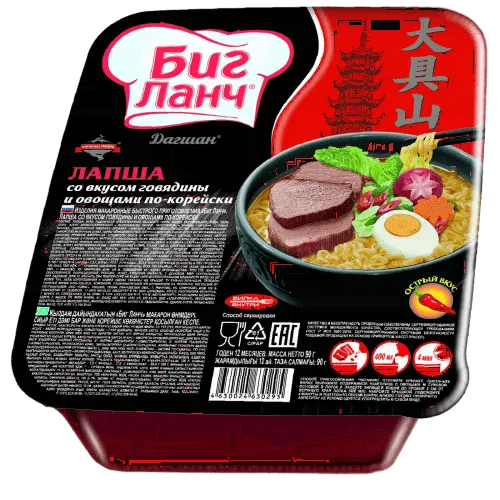 ЛАПША Б/П БИГ ЛАНЧ 90Г С ВКУСОМ ГОВЯДИНЫ И ОВОЩАМИ ПО-КОРЕЙСКИ ЛОТОК-0