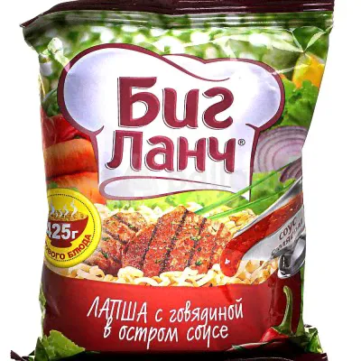 Лапша Биг Ланч 75г с говядиной в остром соусе