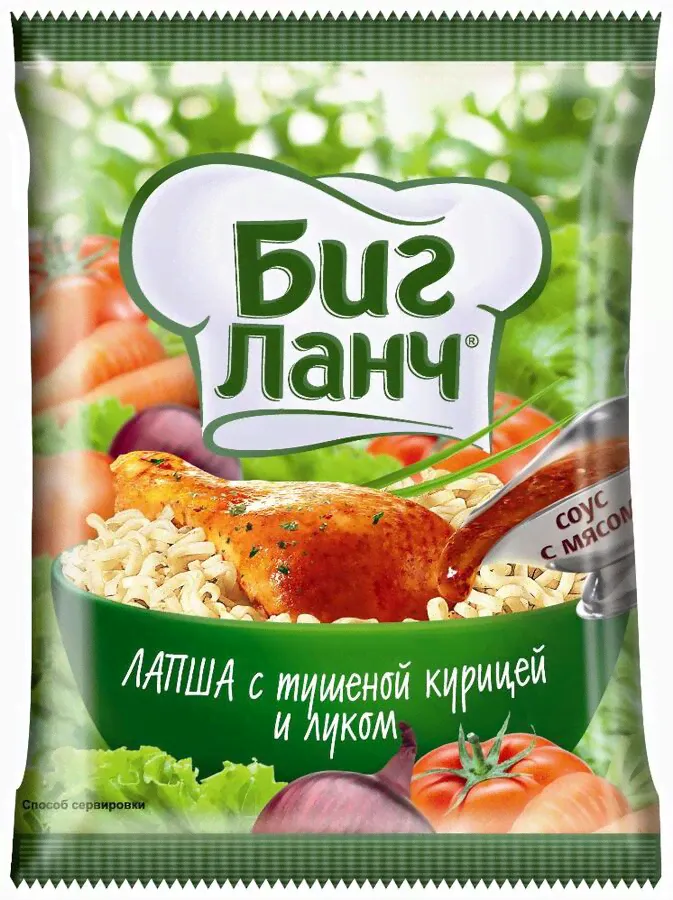 Лапша б/п "БИГ ЛАНЧ" 75 г. куриц.туш./лук