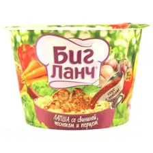 Биг Ланч Лапша быстрого приготовления со свининой, чесноком и перцем, 90 г
